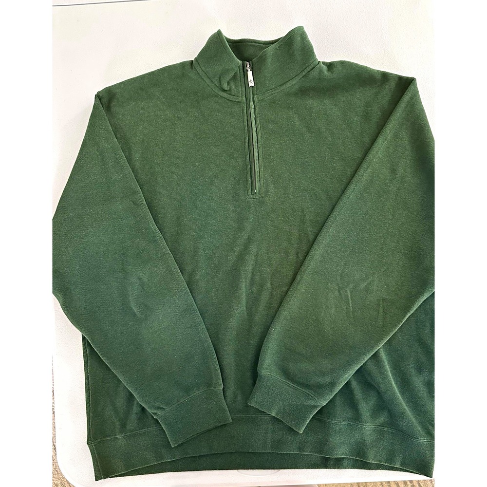 Orvis Men's 1/4 Zip Mock Neck Pullover Sweatshirt Logo Solid Green XL